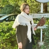 One-piece consignment of new autumn and winter high-end Korean versatile tassel thickened warm outer layer triangular scarf knitted wool scarf shawl wholesale at street stalls details Picture